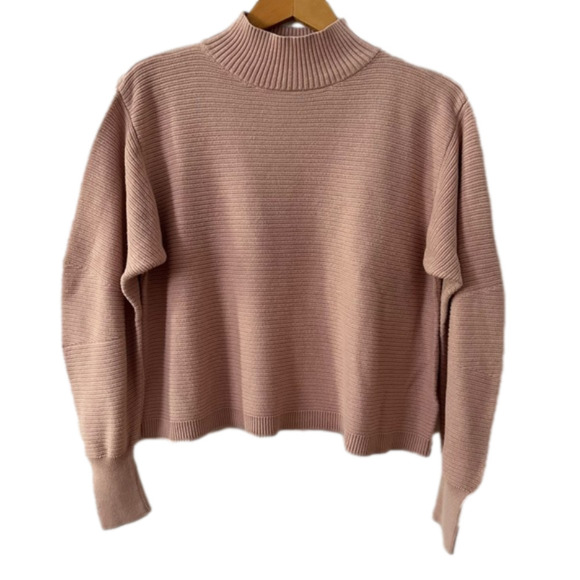 TopShop knitted ribbed mock neck oversized pastel light pink cropped sweater M - Picture 10 of 10